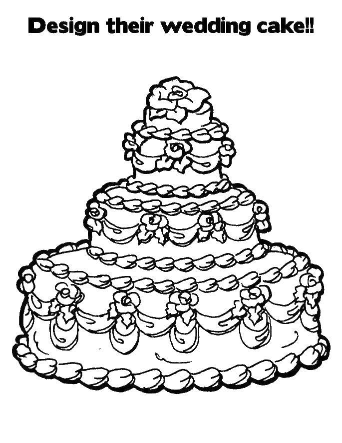 Название: Раскраска Торт. Категория: торты. Теги: торт, еда, сладости.