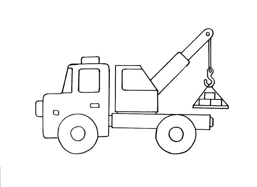 Coloring Truck with crane. Category Equipment. Tags:  Truck crane.