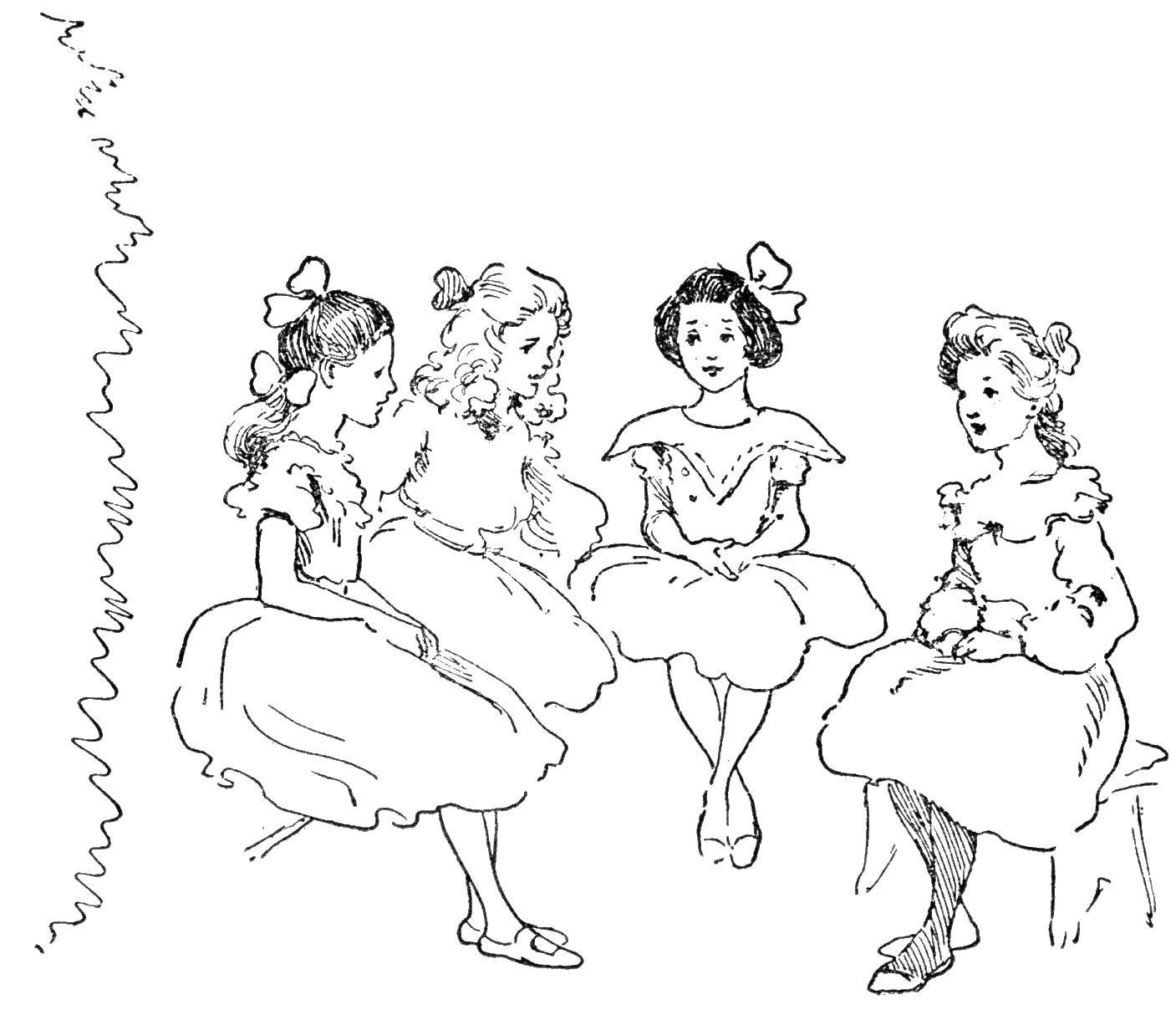 Название: Раскраска Маленькие принцессы. Категория: Принцессы. Теги: принцессы, девочки.