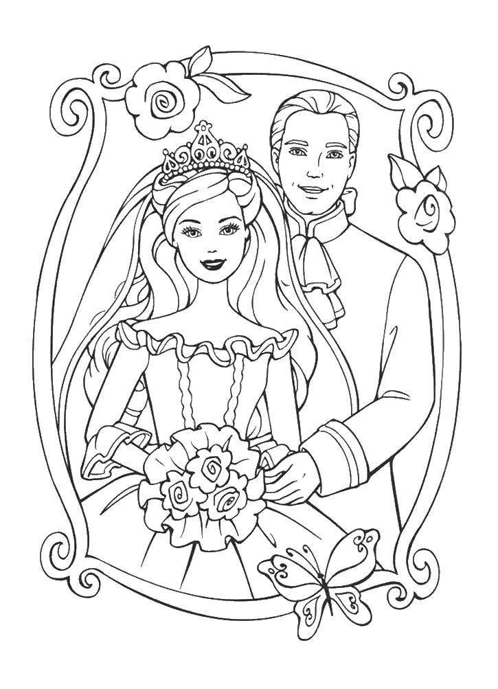 Название: Раскраска Жених и невеста. Категория: свадьба. Теги: свадьба, жених, невеста.