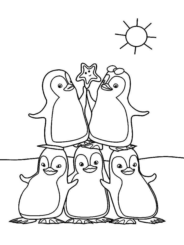 Название: Раскраска Пингвинчики. Категория: пингвин. Теги: животные, пингвины.