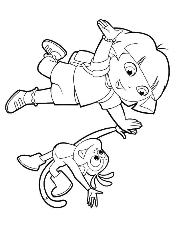 Coloring Dasha and slipper. Category Cartoon character. Tags:  Cartoon character, Dora the Explorer, Dora, Boots.