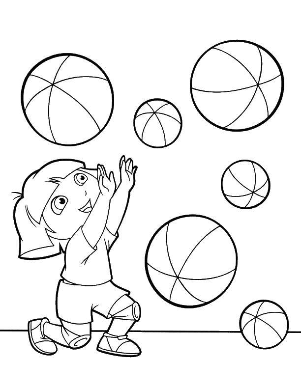 Coloring Dasha plays with balls. Category Cartoon character. Tags:  Cartoon character, Dora the Explorer, Dora, Boots.