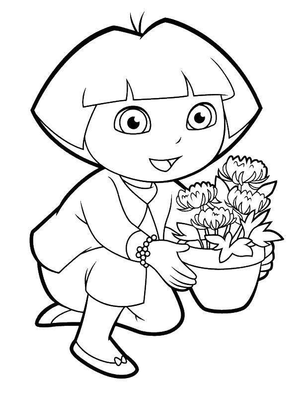 Coloring Dasha traveler. Category Cartoon character. Tags:  Cartoon character, Dora the Explorer, Dora, Boots.