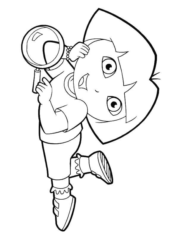 Coloring Dasha traveler. Category Cartoon character. Tags:  Cartoon character, Dora the Explorer, Dora, Boots.
