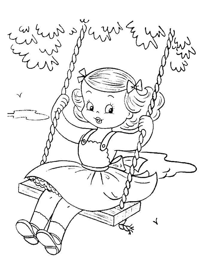 Coloring Girl on a swing. Category swing. Tags:  Swing, fun.