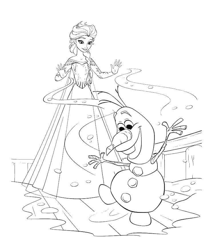 Coloring Elsa and Olaf. Category coloring cold heart. Tags:  cold heart, Anna, Elsa.