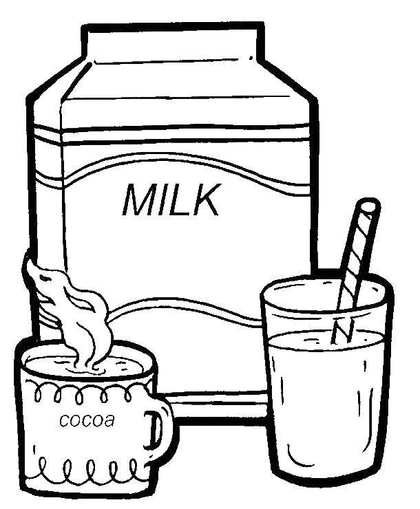 Название: Раскраска Молоко и какао. Категория: Молоко. Теги: молоко, какао.
