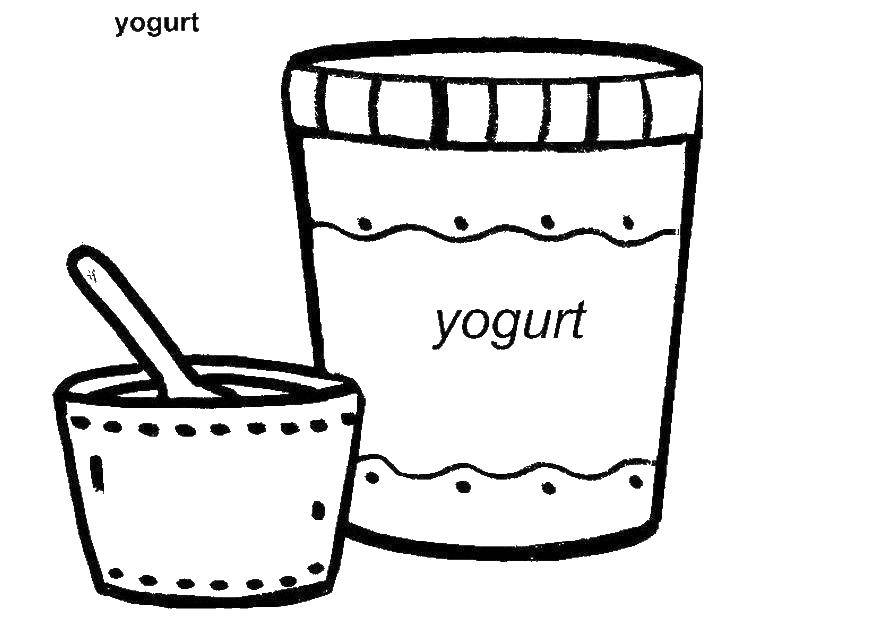 Название: Раскраска Йогурт. Категория: Йогурт. Теги: Йогурт, фрукты.
