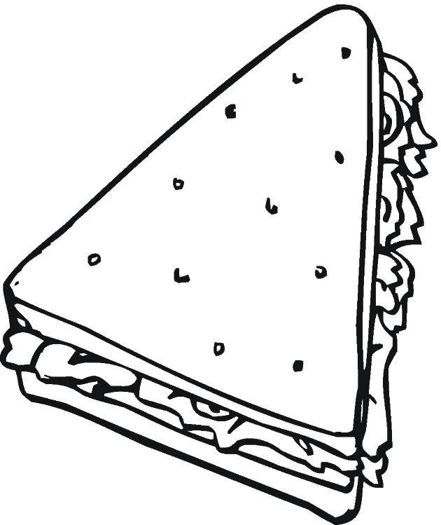 Розмальовки  Сендвіч. Завантажити розмальовку їжа, сендвіч.  Роздрукувати ,Їжа,