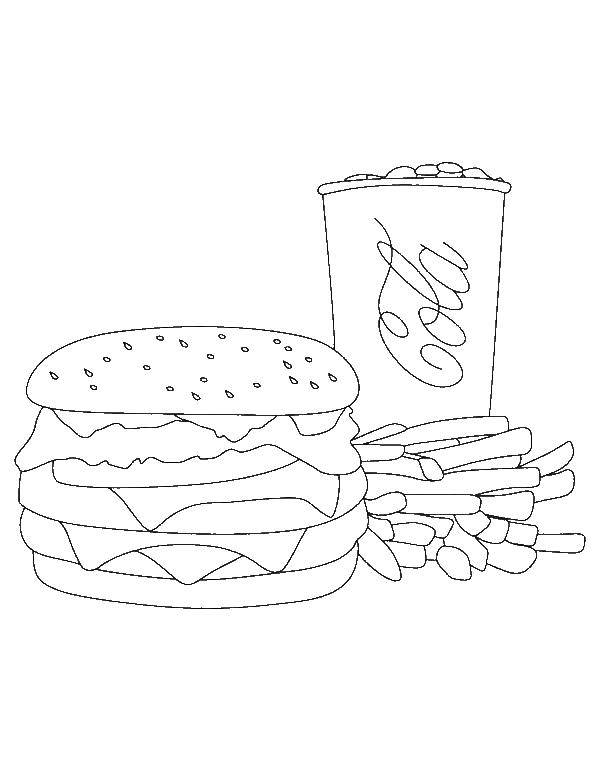 Название: Раскраска Гамбургер. Категория: Гамбургер. Теги: Гамбургер, еда.