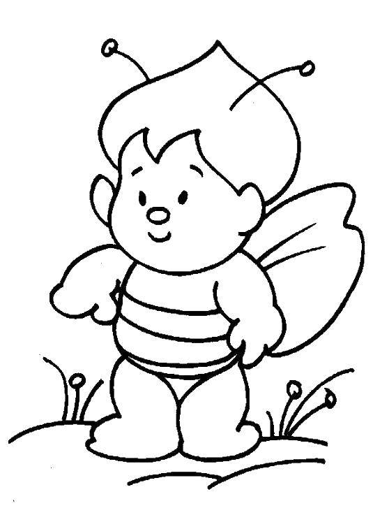 Название: Раскраска Пчёлка. Категория: Раскраски для малышей. Теги: Насекомые, пчёлка.
