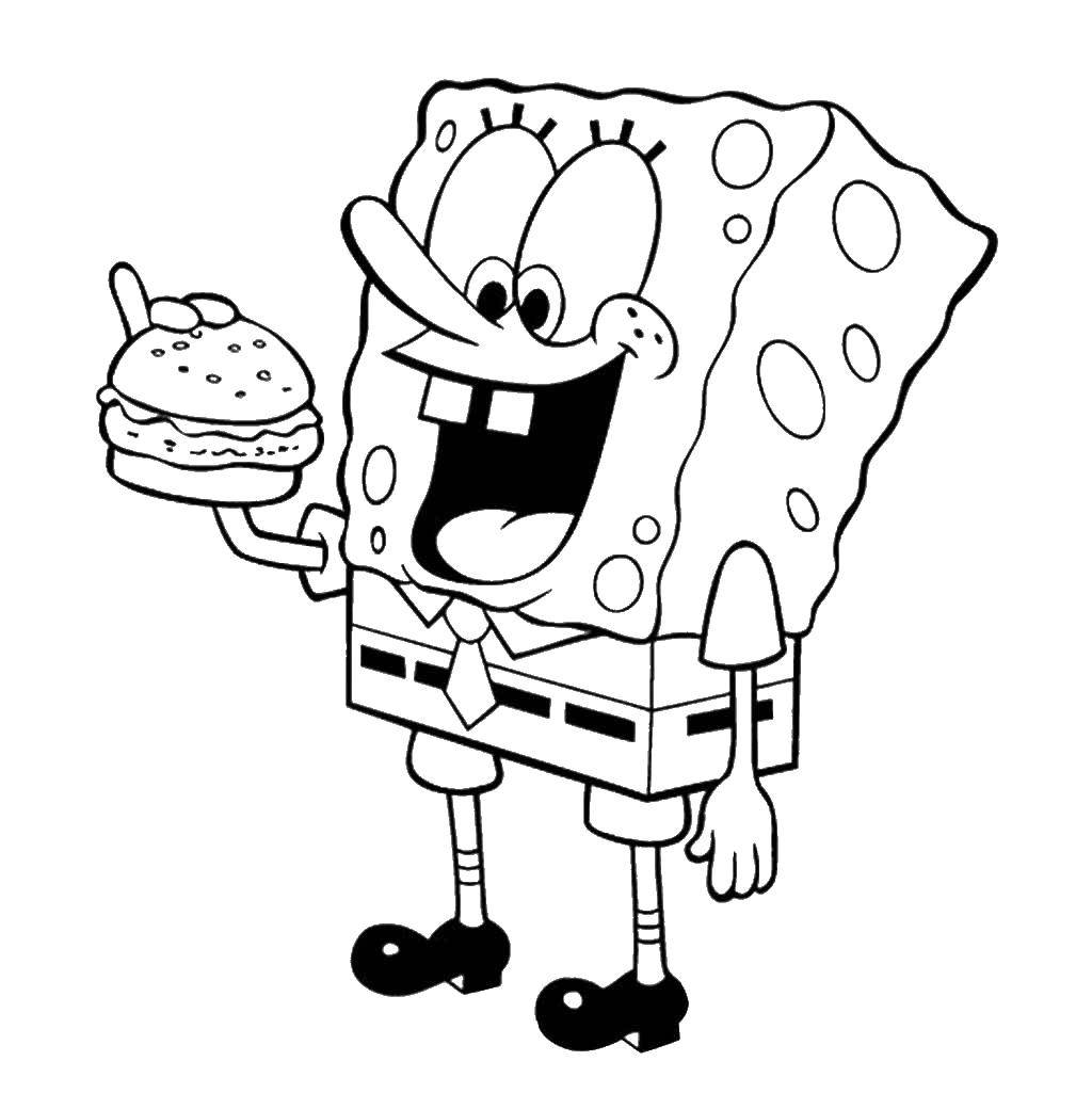 Coloring Spongebob. Category Hamburger. Tags:  food, hotdog.