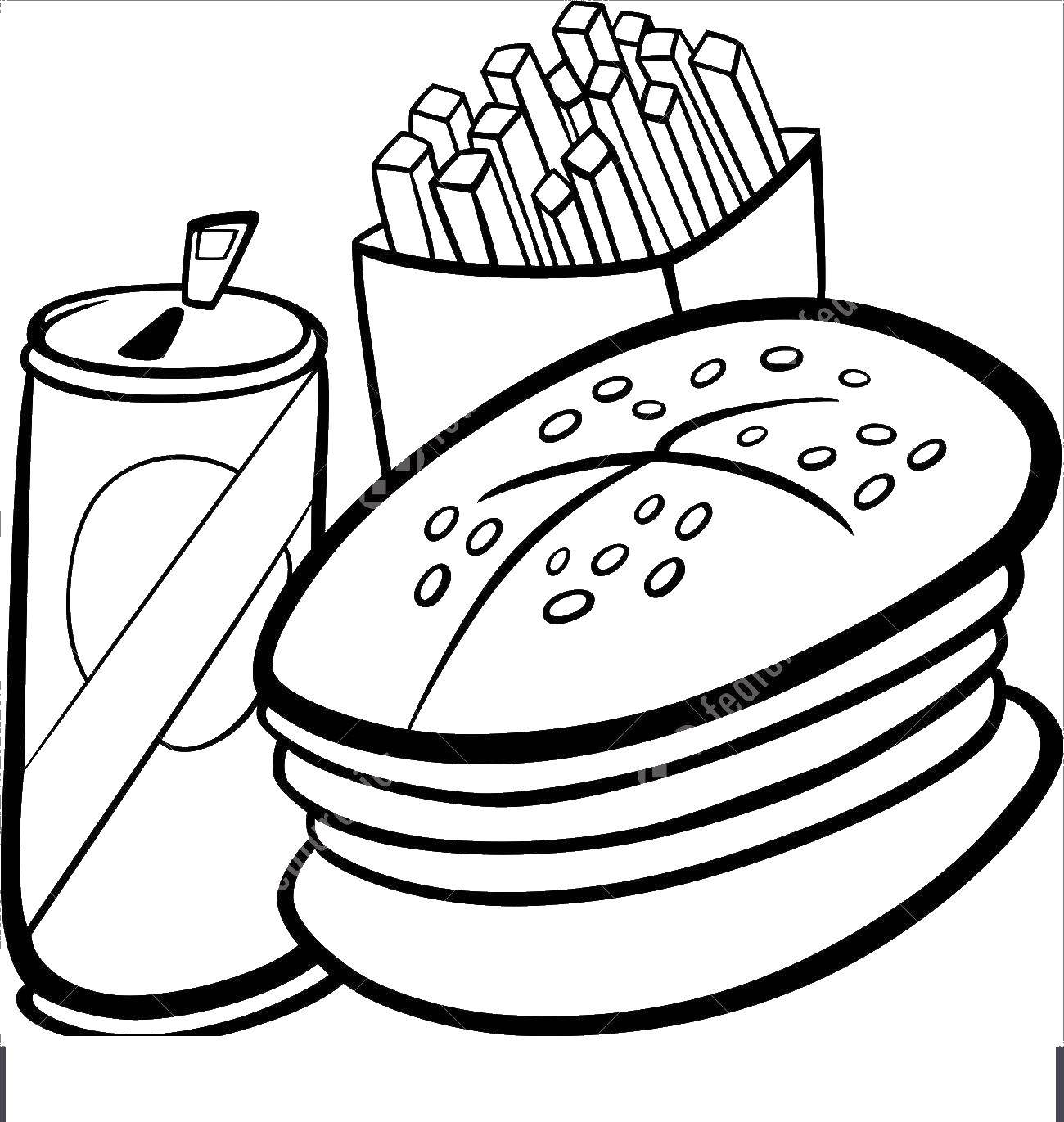 Coloring Hamburger set. Category Hamburger. Tags:  Burger, food.