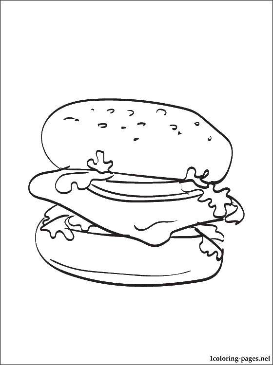 Название: Раскраска Гамбургер. Категория: Гамбургер. Теги: еда.