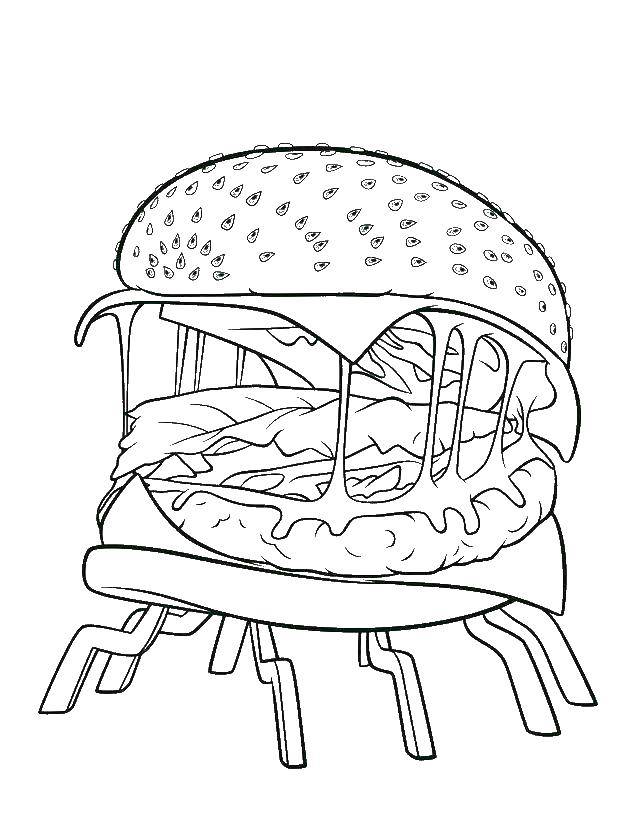 Название: Раскраска Гамбургер. Категория: Гамбургер. Теги: еда, гамбургер, бургер.