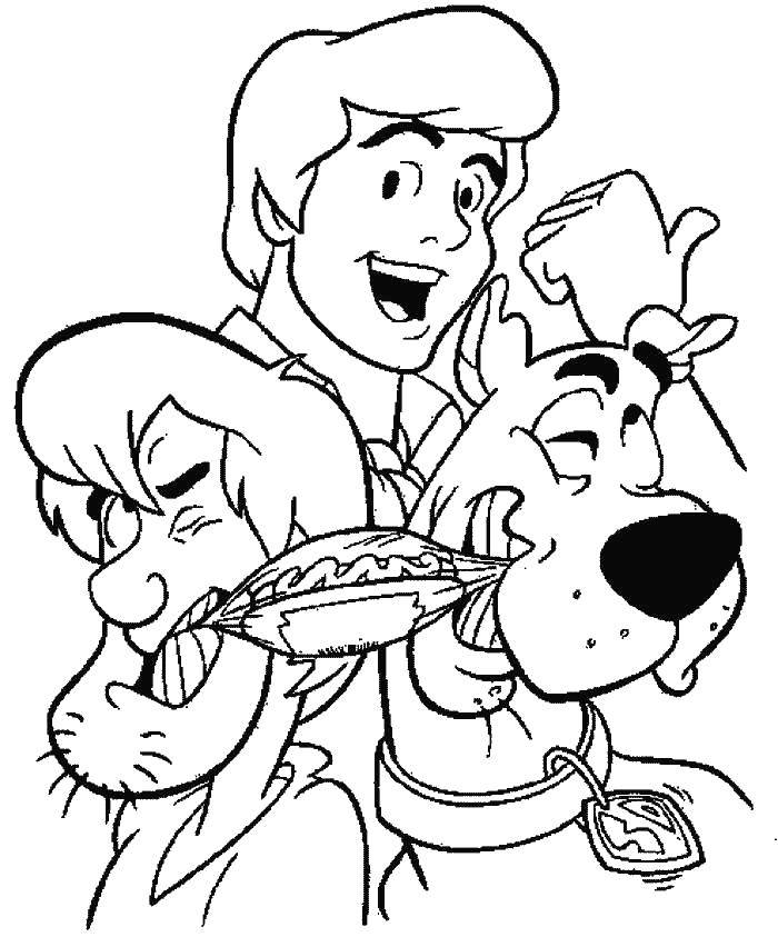 Coloring Scooby Doo team. Category Scooby Doo. Tags:  Scooby Doo, Shaggy, hotdog.