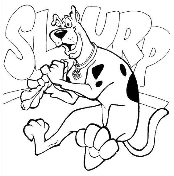 Coloring Scooby eats hotdog. Category Scooby Doo. Tags:  Scooby Doo, Shaggy, hotdog.