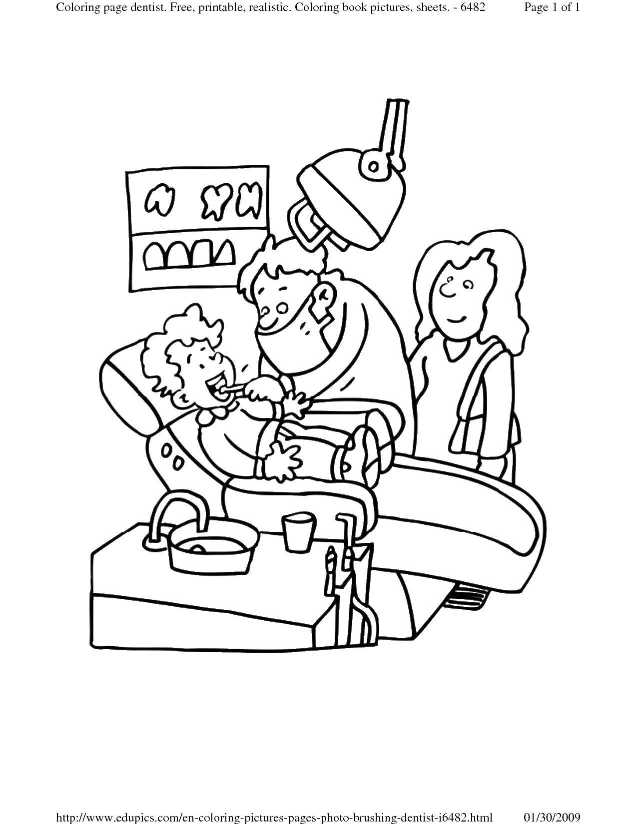 Coloring At the dentist. Category The care of teeth. Tags:  The doctor.