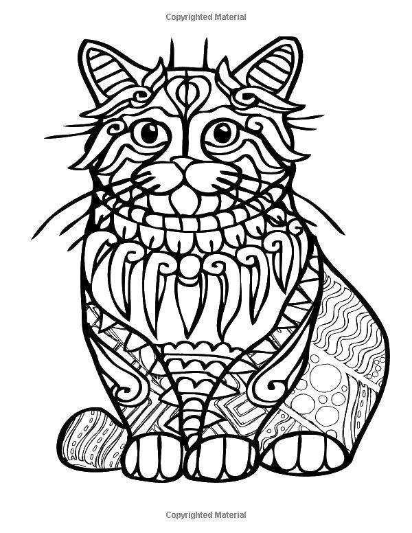 Coloring Patterned cat. Category patterns. Tags:  Patterns, animals.