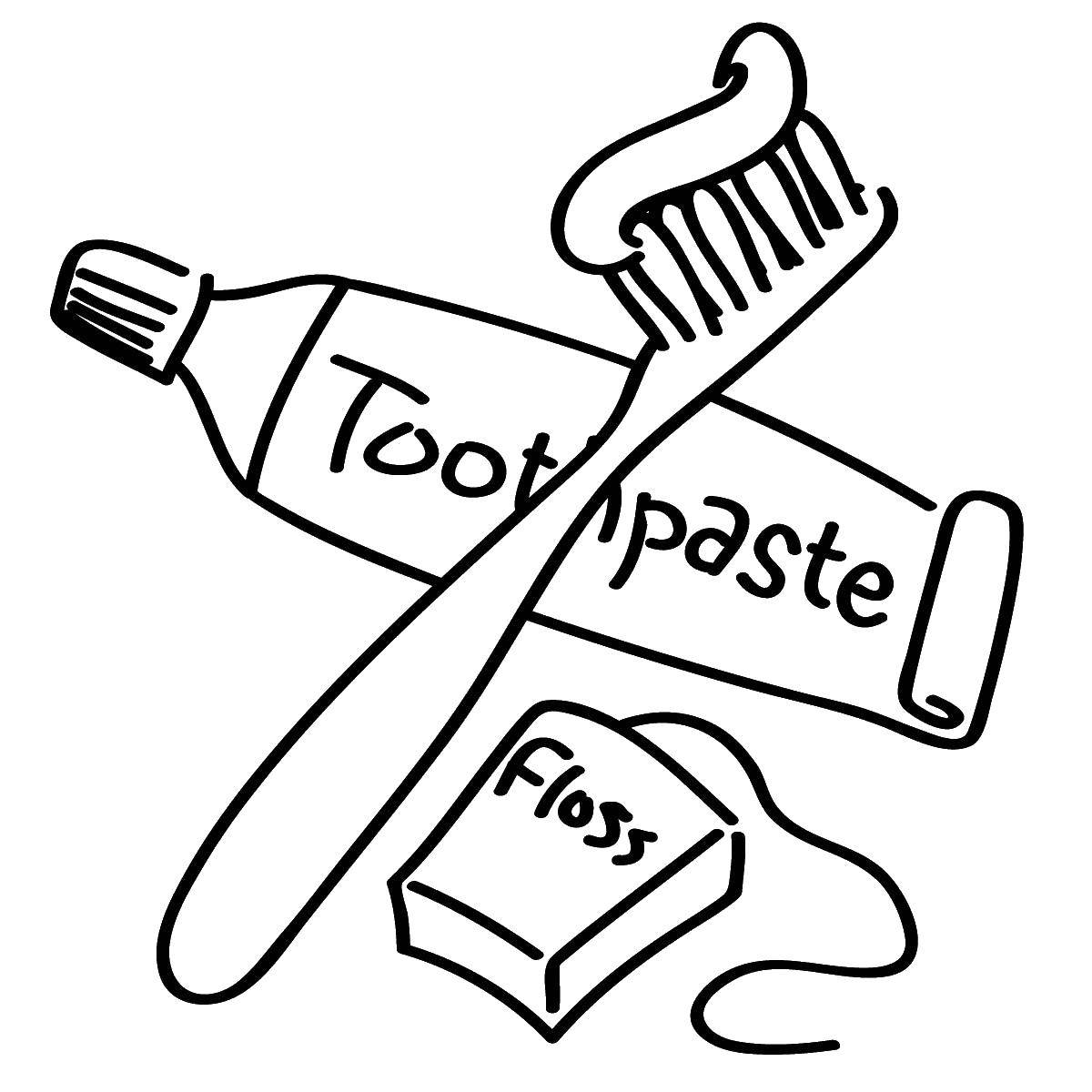 Название: Раскраска Зубная паста и щетка. Категория: Уход за зубами. Теги: зубная паста, щетка.