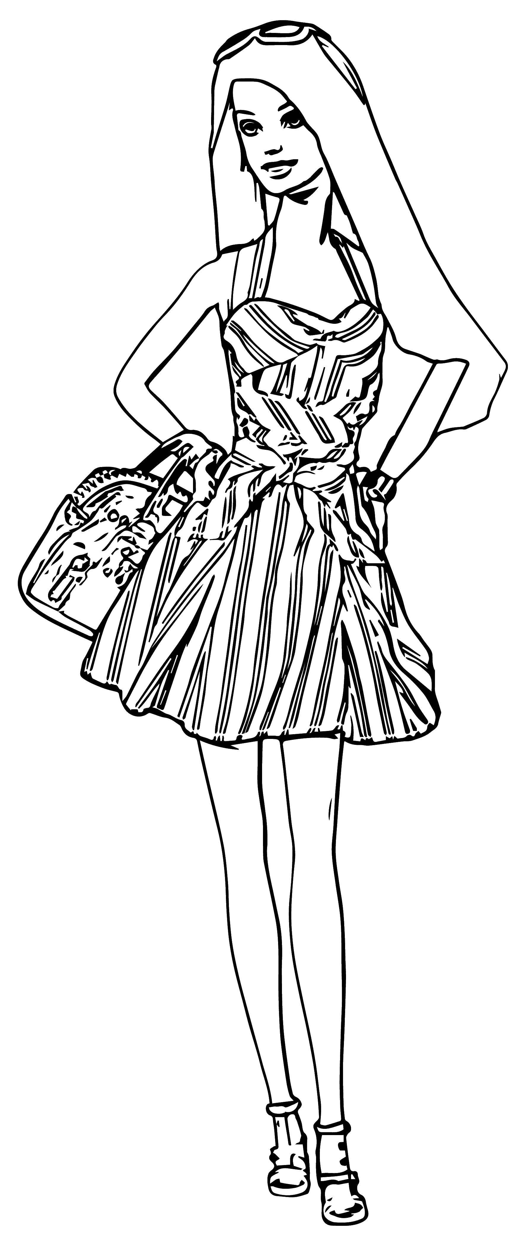 Название: Раскраска Барби в коктельном платье. Категория: Барби. Теги: барби, платье.