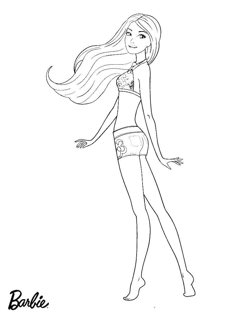 Coloring Barbie in a swimsuit. Category Barbie . Tags:  Barbie , swimsuit.