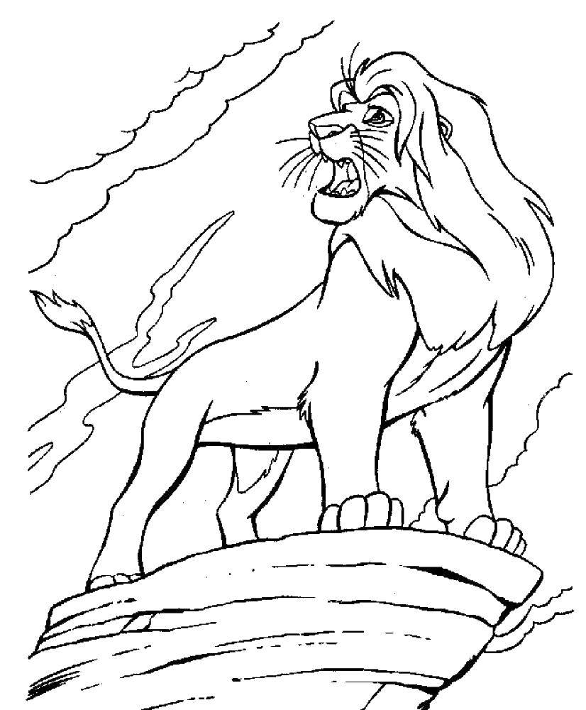 Название: Раскраска Король лев. Категория: Диснеевские мультфильмы. Теги: лев, животное.
