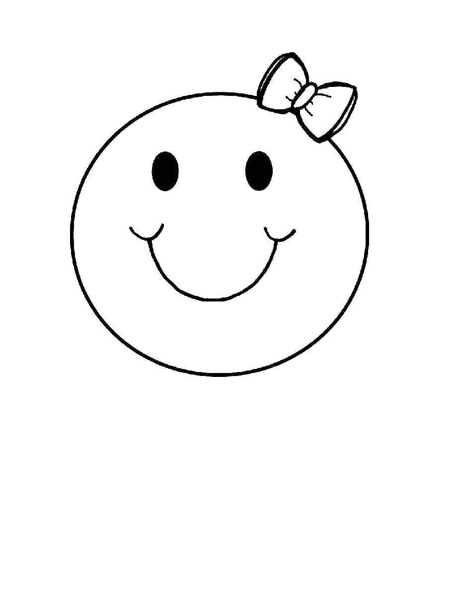 Coloring Smiley with bow. Category emoticons. Tags:  emoticon, ribbon.