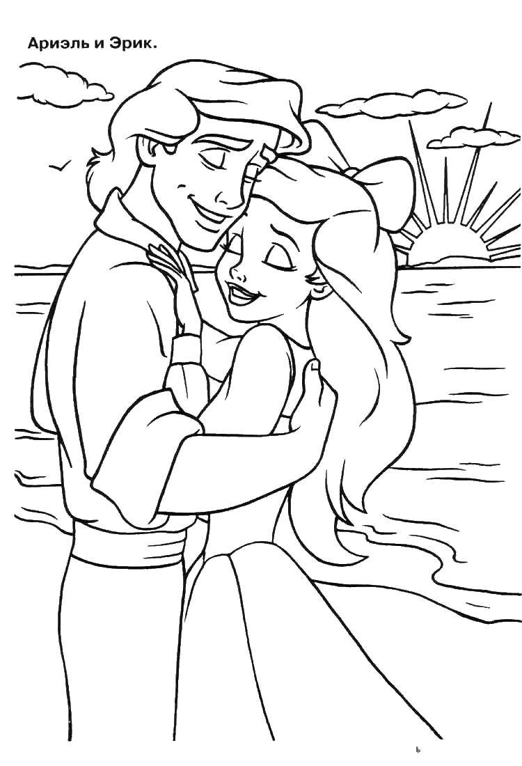 prince eric and ariel drawing