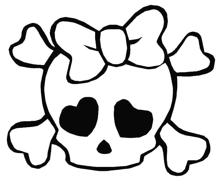 Coloring Skull. Category skull. Tags:  skull, bowknot.