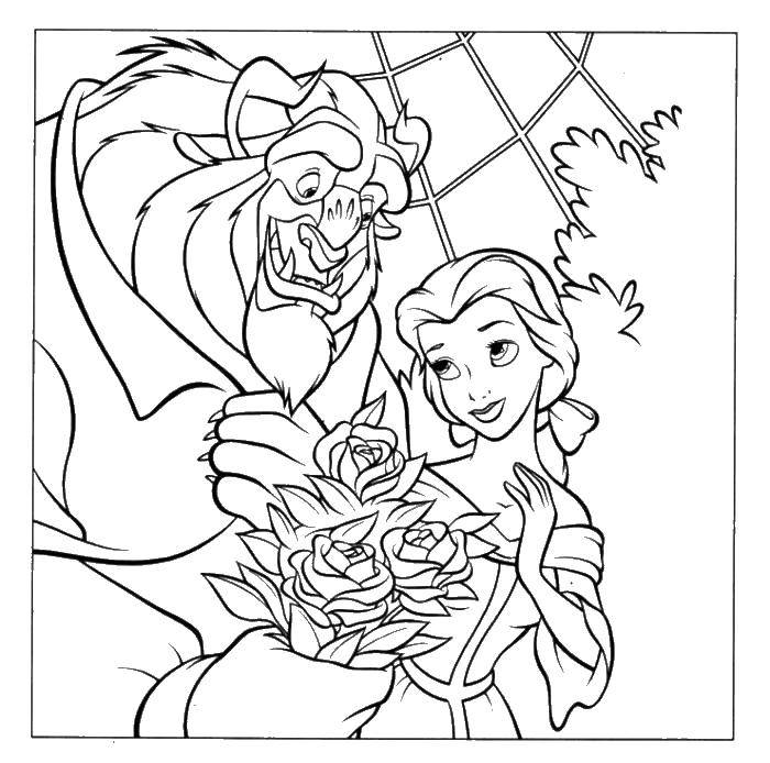 Coloring Beauty and the beast. Category Princess. Tags:  princesses, cartoons, fairy tales, beauty and the Beast.