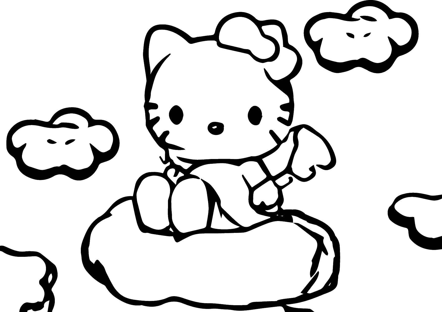 Coloring Hello kitty. Category Hello Kitty. Tags:  Hello kitty, cloud.