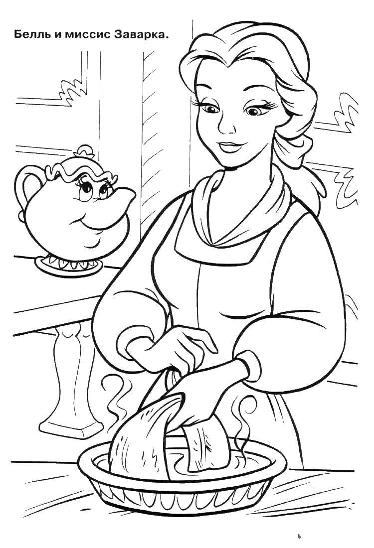 Coloring Beautiful bell and Mrs. welding. Category Disney cartoons. Tags:  Bell, beautiful.