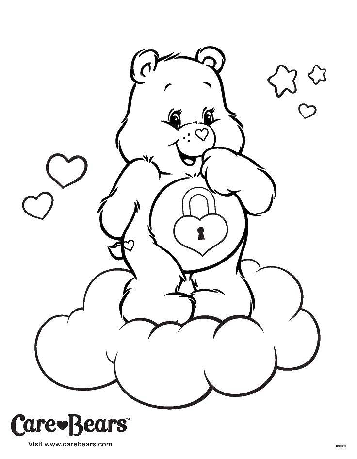 Coloring Bear with padlock. Category Teddy bear. Tags:  Teddy bear, heart.