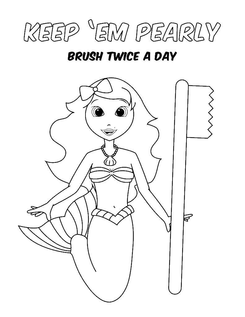 Coloring Mermaid toothbrush. Category The care of teeth. Tags:  teeth, brush.