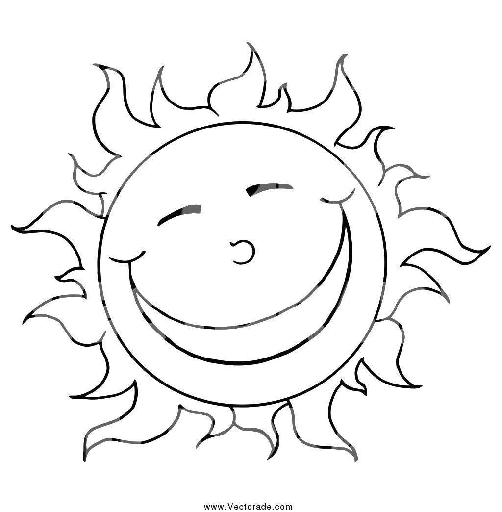 Название: Раскраска Улыбчивое солнышко. Категория: Солнце. Теги: Солнце, лучи, радость.