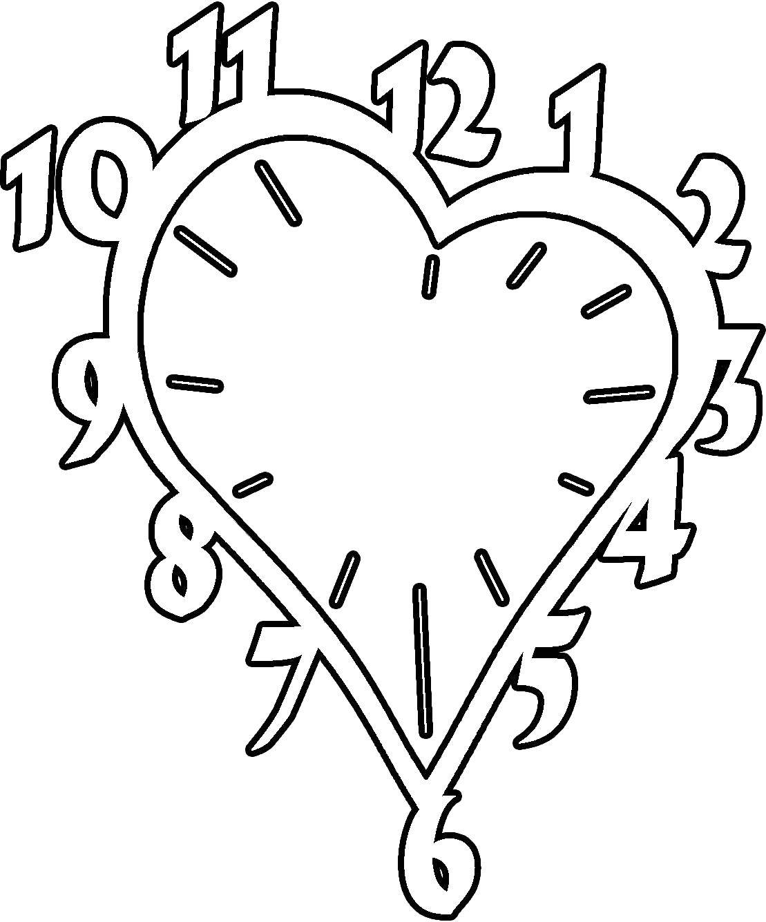 Название: Раскраска Часики сердечко. Категория: Часы. Теги: Часы.