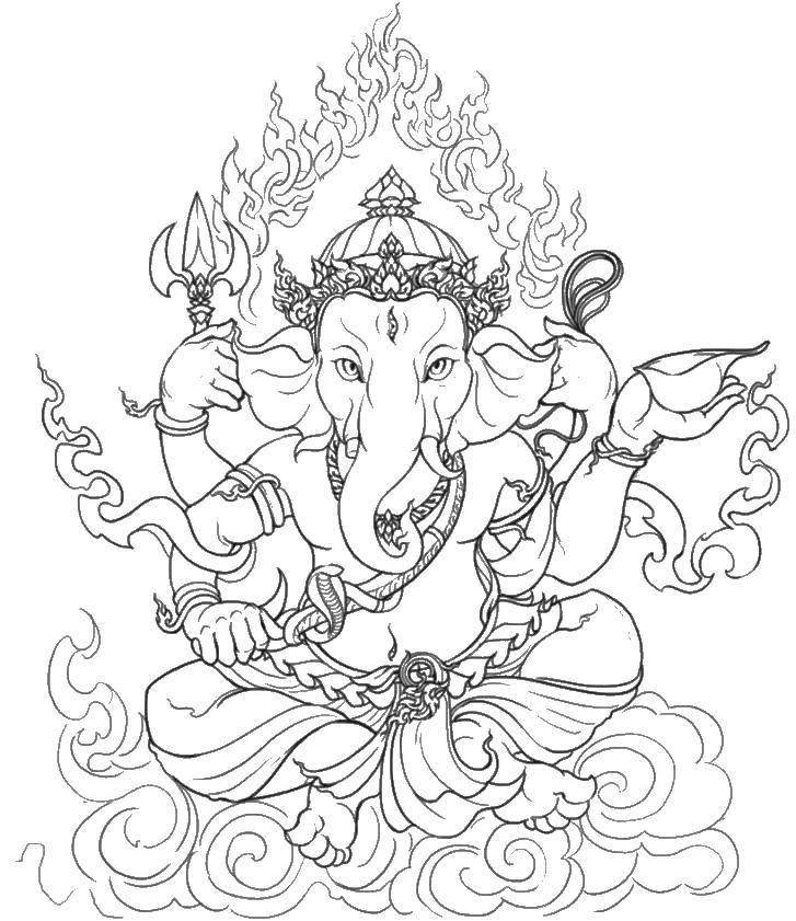 Coloring Ganesh. Category religion. Tags:  Ganesha, God.