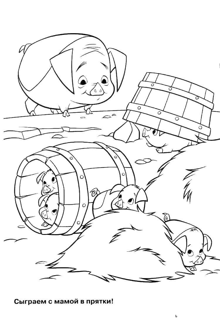 Coloring Pigs are hiding from mom. Category Disney cartoons. Tags:  Pigs.