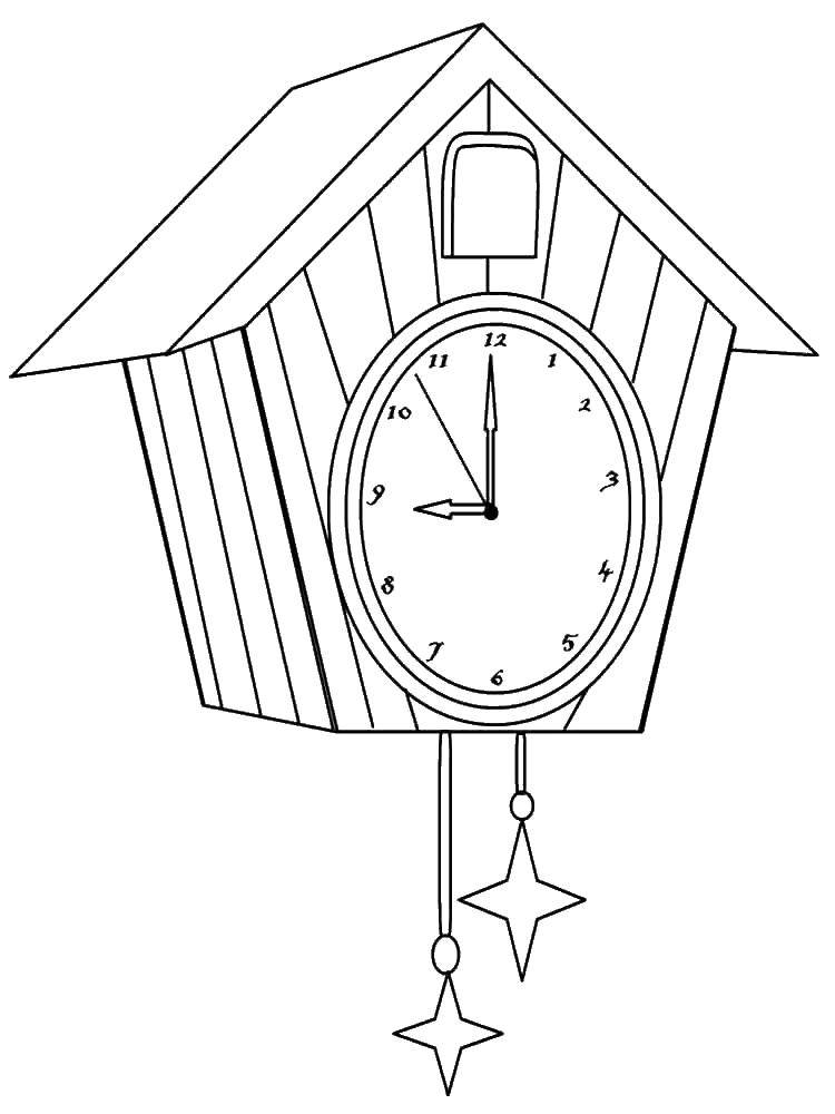 Название: Раскраска Часы с кукушкой. Категория: часы. Теги: Часы, сова.