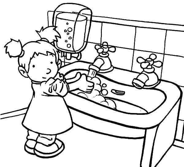 Coloring Hand washing. Category Wash. Tags:  Cleanliness.