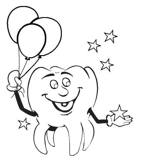 Coloring Happy tooth. Category The care of teeth. Tags:  The care of teeth.