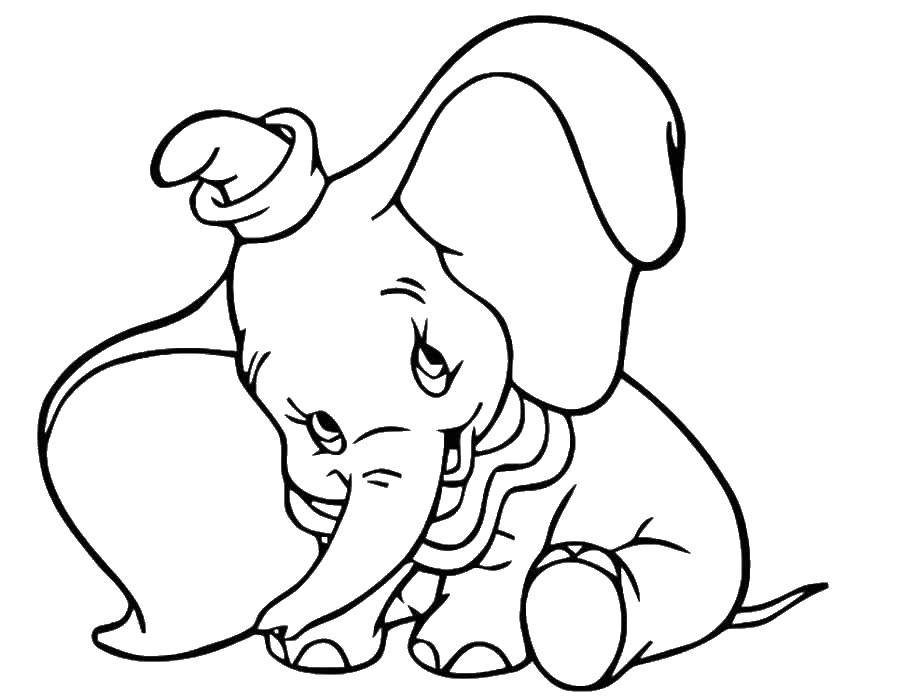 Название: Раскраска Слоненок дамбо. Категория: Диснеевские мультфильмы. Теги: Слон, Дамбо.