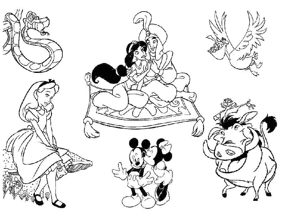 Coloring Disney characters. Category Disney cartoons. Tags:  Disney, cartoons.