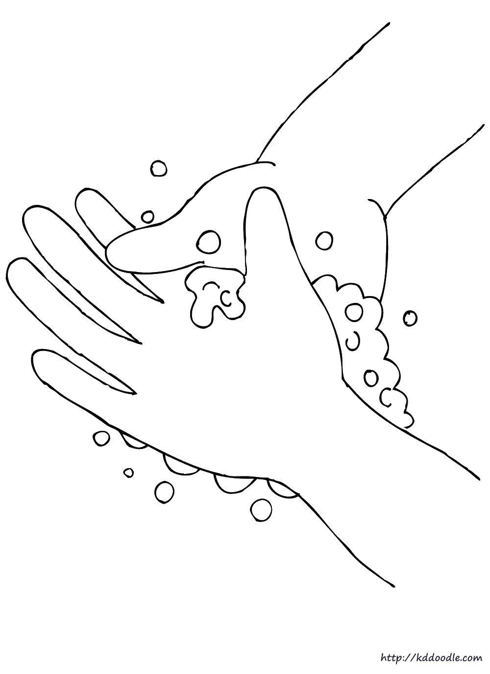 Название: Раскраска Чистые руки. Категория: Умываемся. Теги: Чистота.