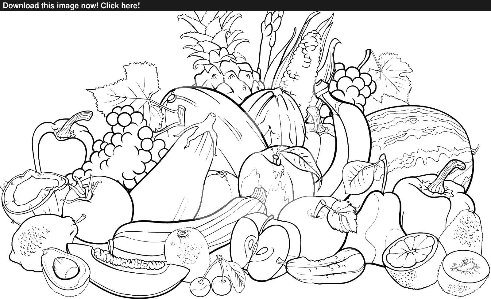 Coloring Fruits and berries. Category fruits. Tags:  fruits, berries.