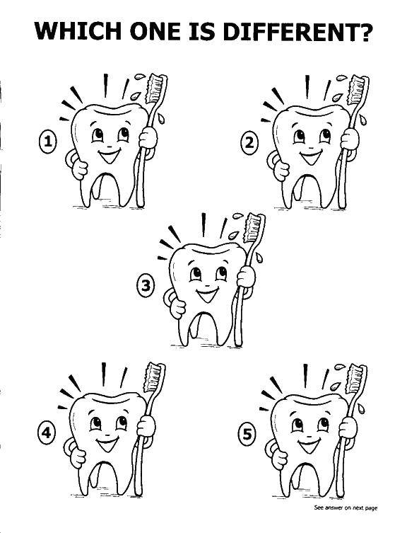 Coloring Spot the difference. Category The care of teeth. Tags:  The care of teeth.