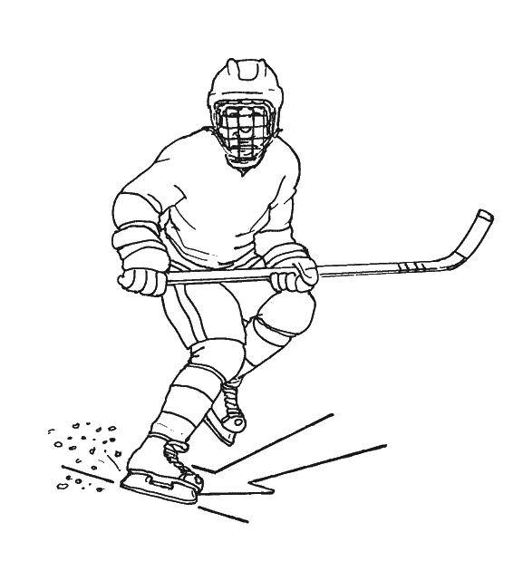 Название: Раскраска Хоккеист на льду с клюшкой. Категория: спорт. Теги: спорт, хоккей, хоккеист.
