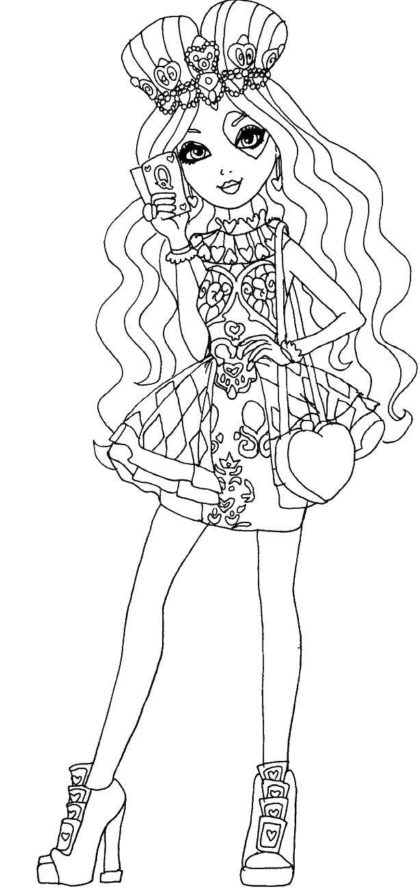 Coloring Lizzie hearts daughter of Queen of hearts. Category eah school. Tags:  ever after high, Lizzie hearts.